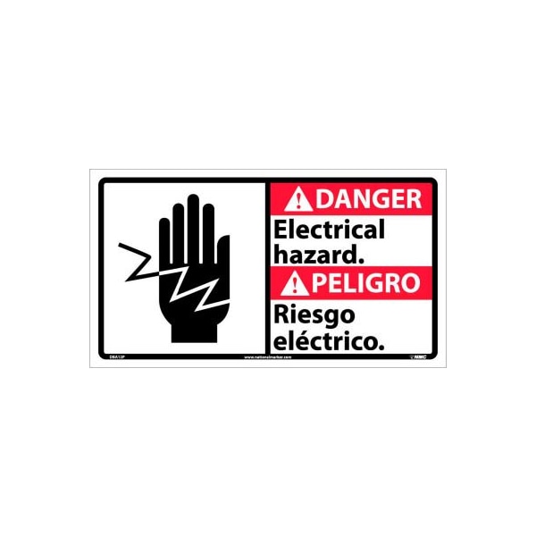 National Marker Co Bilingual Vinyl Sign - Danger Electrical Hazard DBA12P - main